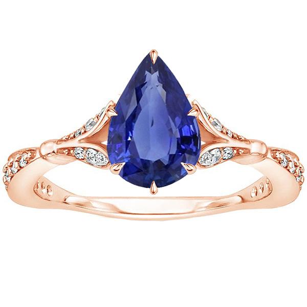 Akzent Verlobungsring Birne Ceylon Saphir & Diamanten 4,50 Karat - harrychadent.de