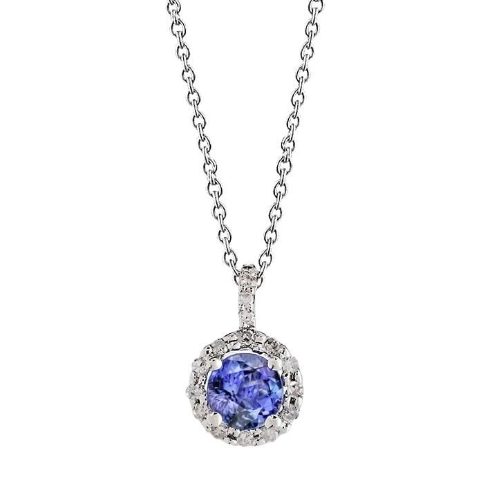 Anhänger Halskette 3.50 Karat Brillantschliff Tansanit Aus der Erde Abgebauter Natürlicher Diamanten