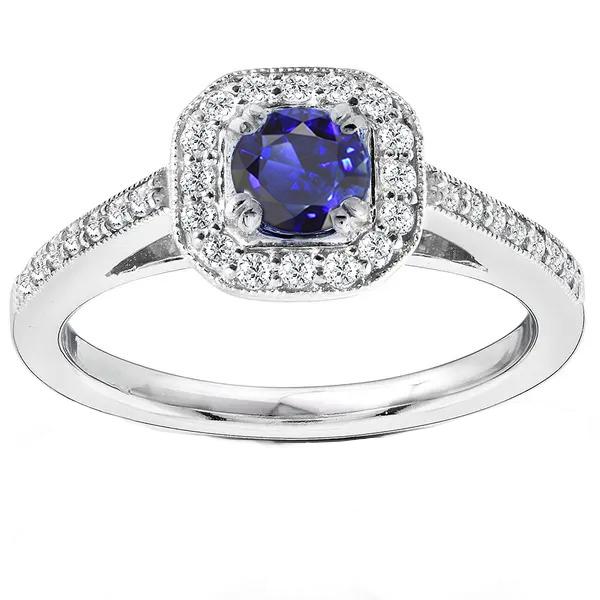 Antiker Diamant Halo Blue Saphir Ring 3 Karat Milgrain Shank - harrychadent.de