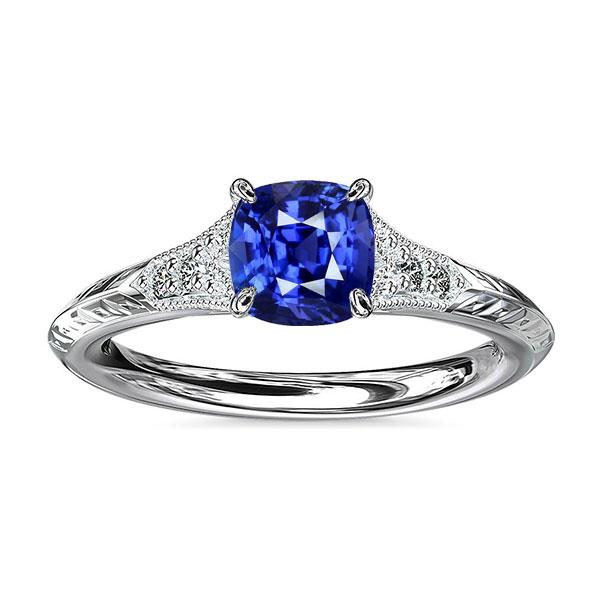 Antiker Stil Edelstein Schmuck Kissen Blauer Saphir Ring 2 Karat - harrychadent.de
