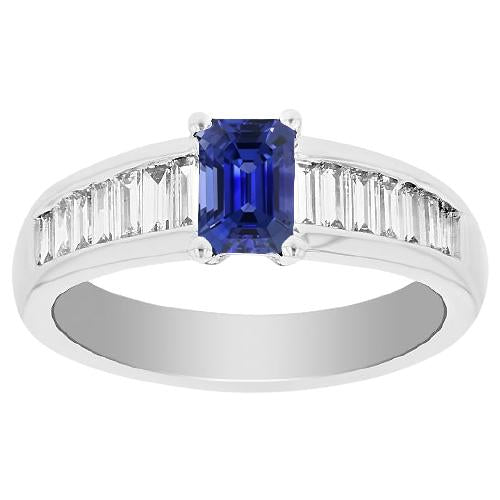 Baguette Diamant Ehering 2 Karat Smaragdblauer Saphir Edelstein - harrychadent.de