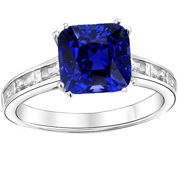 Baguette Diamant Kissen Blauer Saphir Ring 4 Karat Gold 14K Schmuck - harrychadent.de