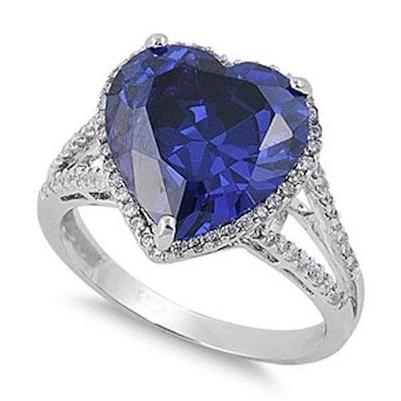 Big Heart Sri Lanka Blauer Saphir Aus der Erde Abgebauter Natürlicher Diamant-Verlobungsring 5,75 Karat