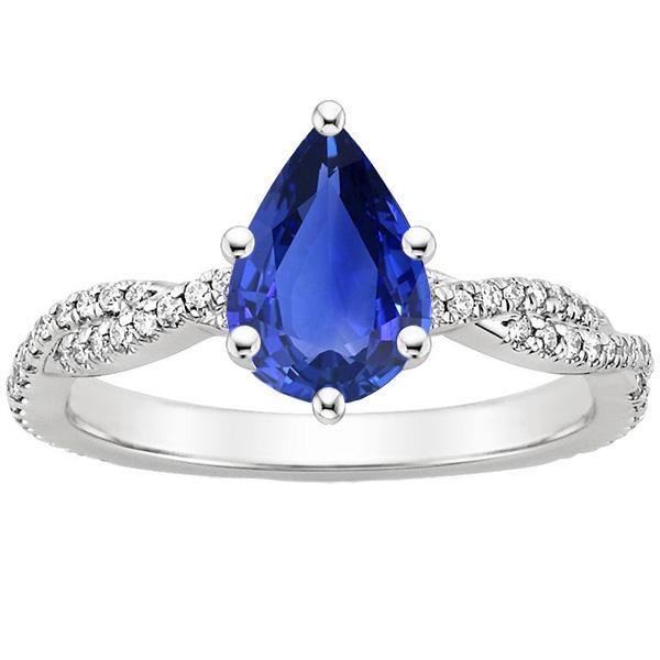 Birnen-Solitär-Ring Blauer Ceylon-Saphir mit Akzenten Gold 5,50 Karat - harrychadent.de