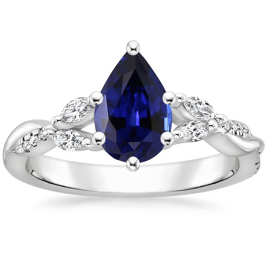 Birnenblauer Saphir-Edelsteinring 7,25 Karat Marquise & runde Diamanten - harrychadent.de
