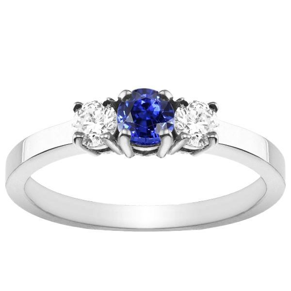 Blauer Saphir 3 Steine Diamantring 1,50 Karat Gold 4 Zinken Korbset - harrychadent.de
