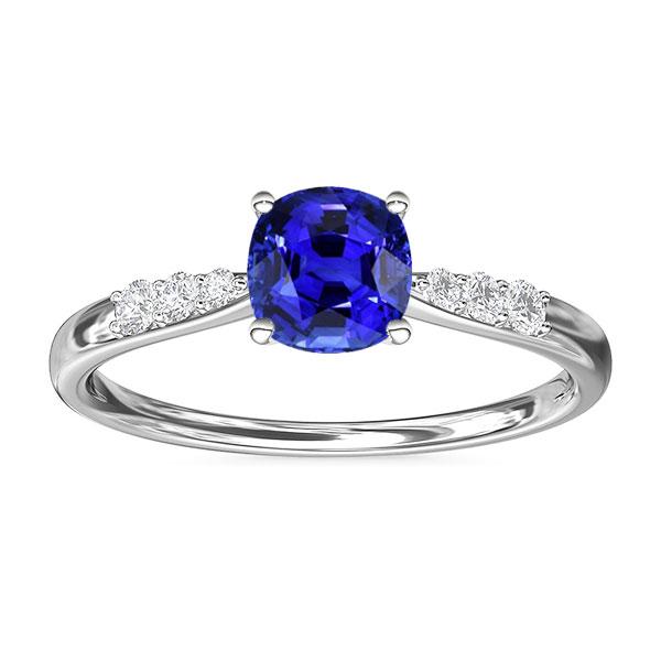 Blauer Saphir Diamantkissen-Verlobungsring 2 Karat Weißgold - harrychadent.de