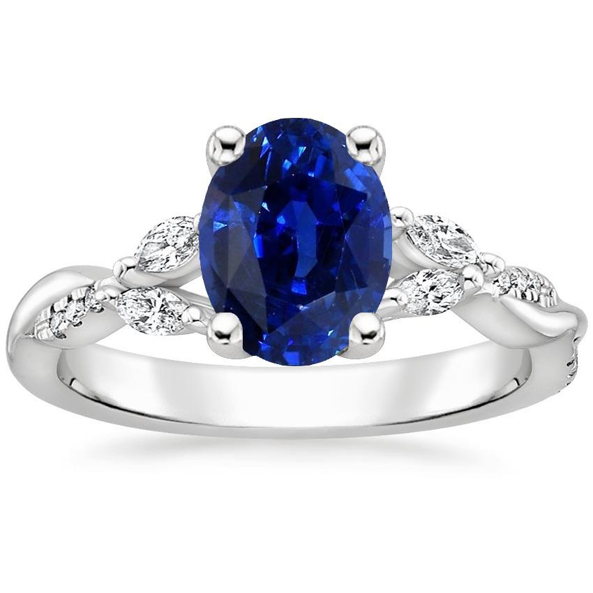 Blauer Saphir-Edelsteinring mit Marquise und runden Akzenten 4,50 Karat - harrychadent.de
