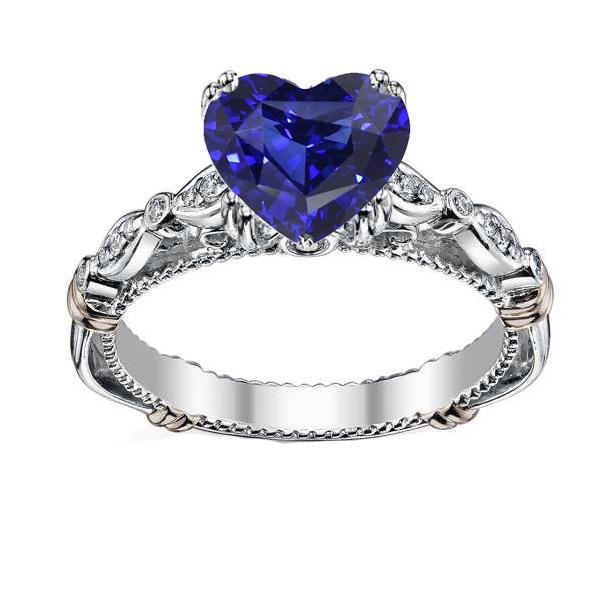 Blauer Saphir-Herz-Edelstein-Ring 2,50 Karat Antik-Stil Schmuck - harrychadent.de