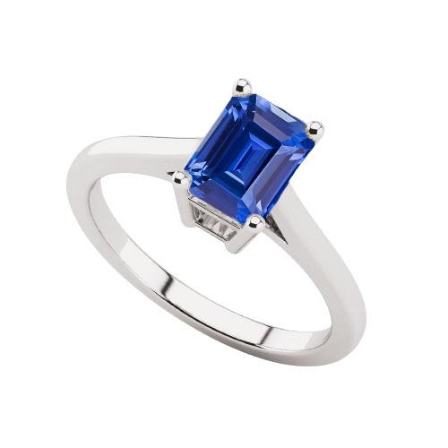 Blauer Saphir Solitär Ring 2 Karat Korb Set Smaragdschliff Schmuck - harrychadent.de