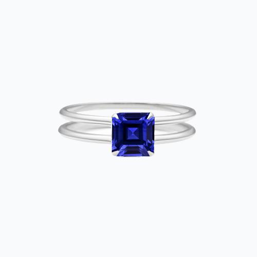 Blauer Saphir Solitärring Asscher Cut 1,50 Karat Doppelschaft Gold - harrychadent.de