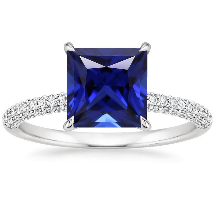 Blauer Saphir-Solitärring mit Akzenten Pave Diamant 5,50 Karat - harrychadent.de