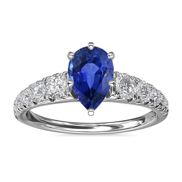 Blauer Saphir-Verlobungsring Birnenform & Diamanten 3,50 Karat - harrychadent.de
