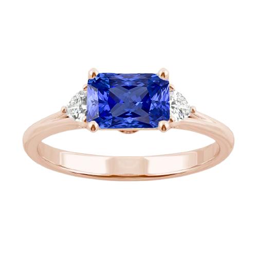 Blauer Saphirring mit 3 Billionen Diamanten 2,50 Karat geteilter Schaft - harrychadent.de