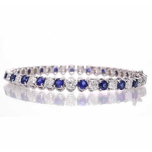 Blaues Saphir & Diamant Tennisarmband 8.40 Karat Weißgold 14K - harrychadent.de