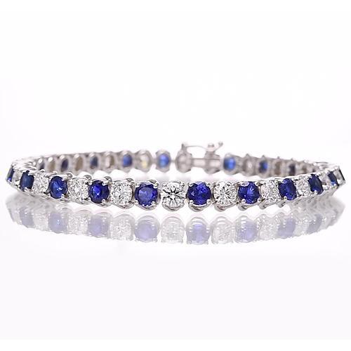 Blaues Saphir & Diamant Tennisarmband 8.40 Karat Weißgold 14K - harrychadent.de