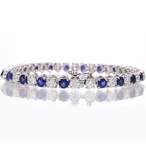Blaues Saphir & Diamant Tennisarmband 8.40 Karat Weißgold 14K - harrychadent.de