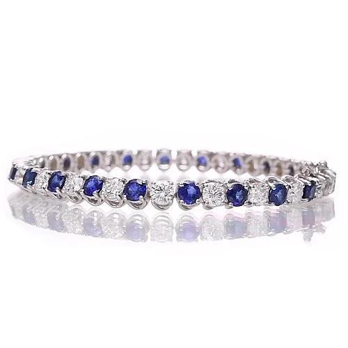 Blaues Saphir & Diamant Tennisarmband 8.40 Karat Weißgold 14K - harrychadent.de
