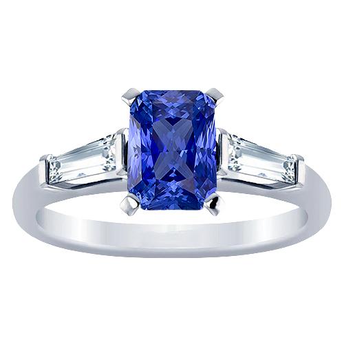 Blue Sapphire 3 Steine Ring Bar Set Tapered Baguettes 2,50 Karat - harrychadent.de