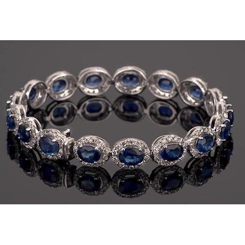 Blue Sapphire Tennis Armband Prong Set 39 Karat Damen Schmuck - harrychadent.de