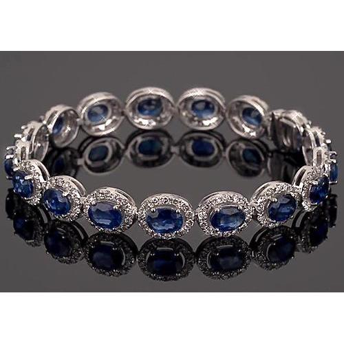 Blue Sapphire Tennis Armband Prong Set 39 Karat Damen Schmuck - harrychadent.de