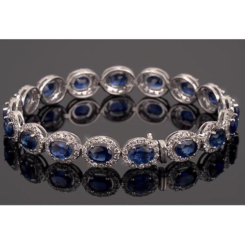 Blue Sapphire Tennis Armband Prong Set 39 Karat Damen Schmuck - harrychadent.de