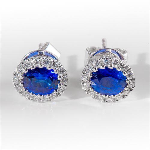 Ceylon Blue Sapphire Aus der Erde Abgebauter Natürlicher Diamant Damen Ohrring Weißgold 2.60 Ct