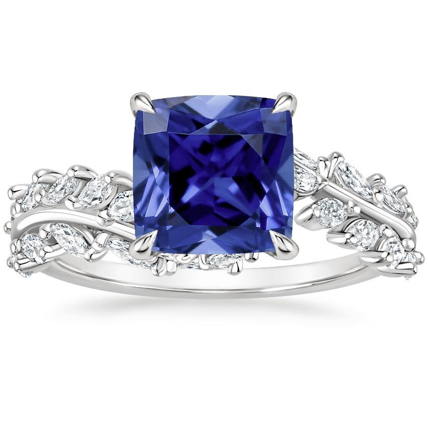 Ceylon Kissen Saphir und Marquise Diamantring 3.45 Karat - harrychadent.de