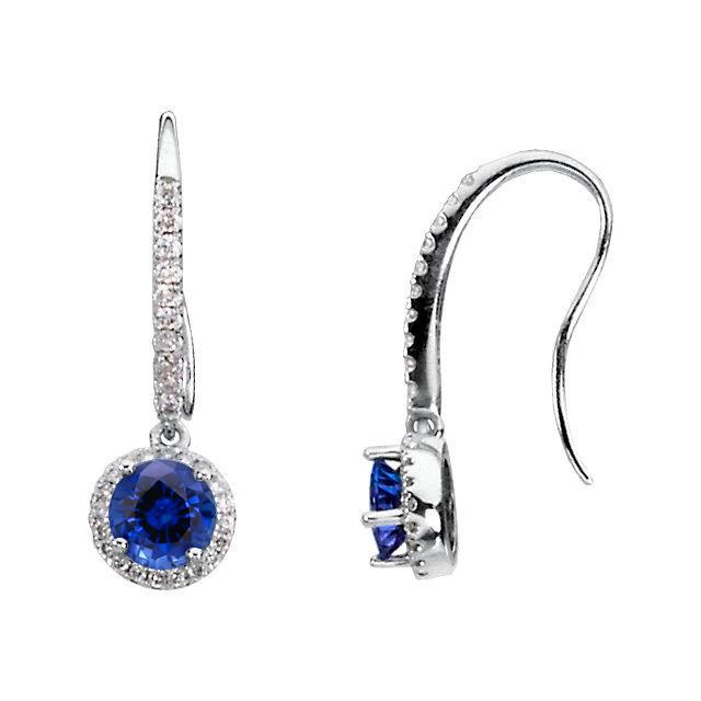 Ceylon Saphir & Aus der Erde Abgebauter Natürlicher Diamant Ohrringe 5.50 Karat Weißgold Schmuck