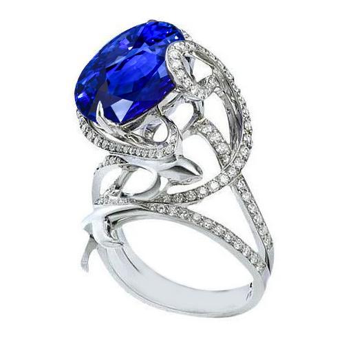 Ceylon Saphir Aus der Erde Abgebauter Natürlicher Diamanten 3 Karat Fancy Ring Damen Schmuck Neu
