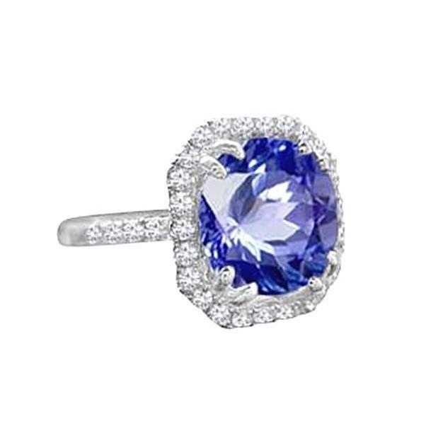 Ceylon Saphir Aus der Erde Abgebauter Natürlicher Diamanten 8 Karat Ring Weißgold 14K