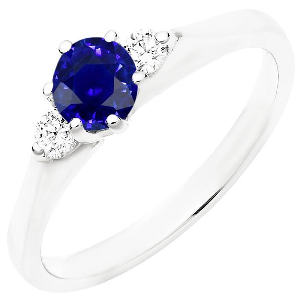Ceylon Saphir Edelstein Ring Damen 3 Steine Runde Diamanten 2,50 Karat - harrychadent.de