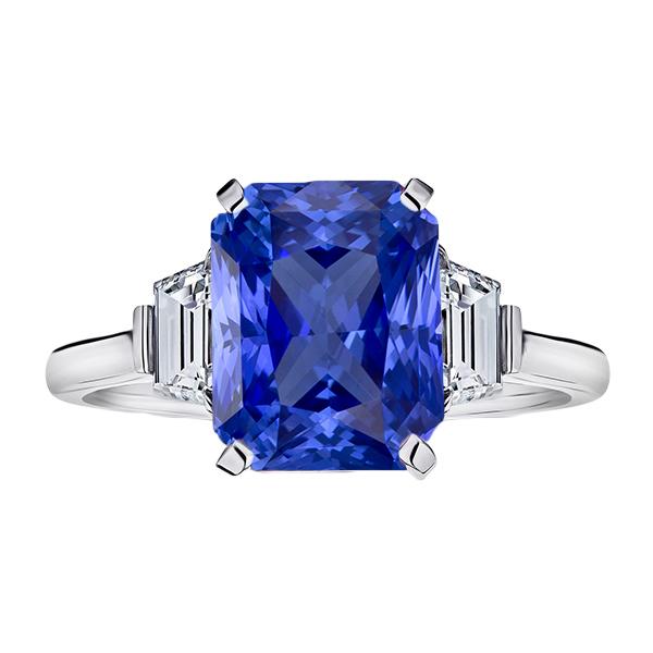 Ceylon Saphir Edelstein Ring Trapezoid Diamanten 4 Karat Gold 3 Stein - harrychadent.de