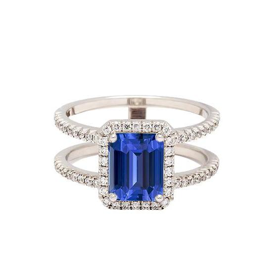 Ceylon Saphir Halo Verlobungsring 3 Karat Diamantschmuck - harrychadent.de