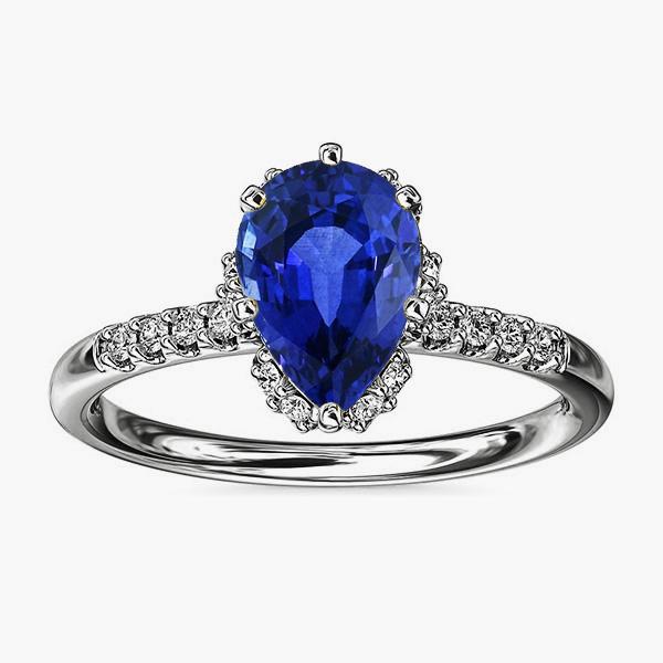 Ceylon Saphir Halo Verlobungsring für Damen & Diamanten 4 Karat - harrychadent.de