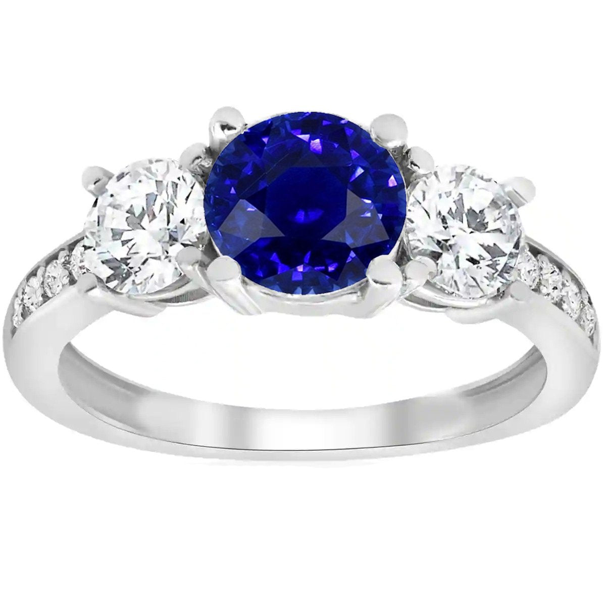 Ceylon Saphir Runder Diamantring 3.50 Karat Damenschmuck - harrychadent.de