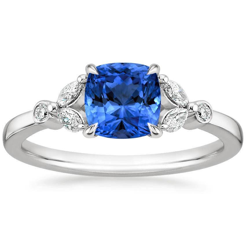 Ceylon Saphir mit Aus der Erde Abgebauter Natürlicher Diamanten 2.70 ct Ring Weißgold 14K