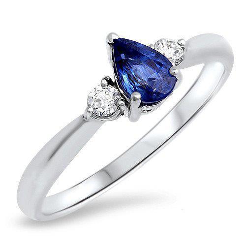 Ceylon Saphir mit Aus der Erde Abgebauter Natürlicher Diamanten 3 Steine Ring 1.50 Karat Weißgold 14K