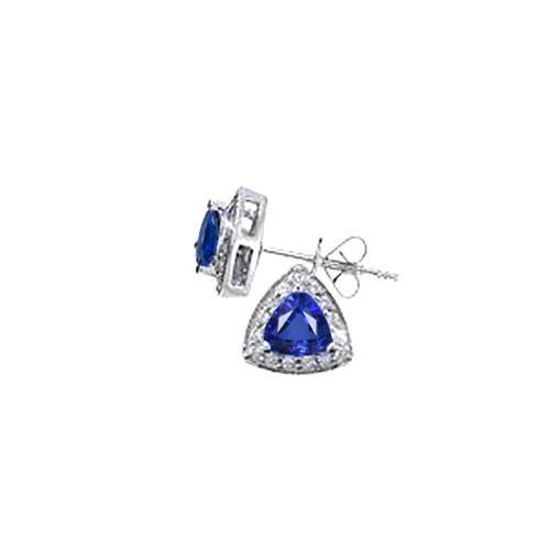 Ceylon Saphir und Aus der Erde Abgebauter Natürlicher Diamanten 6.60 Karat Ohrstecker Weißgold 14K