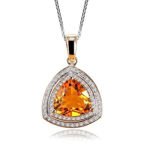 Citrin in Trillion-Form mit runden Diamanten 17,50 Ct Anhänger 14K Gold - harrychadent.de