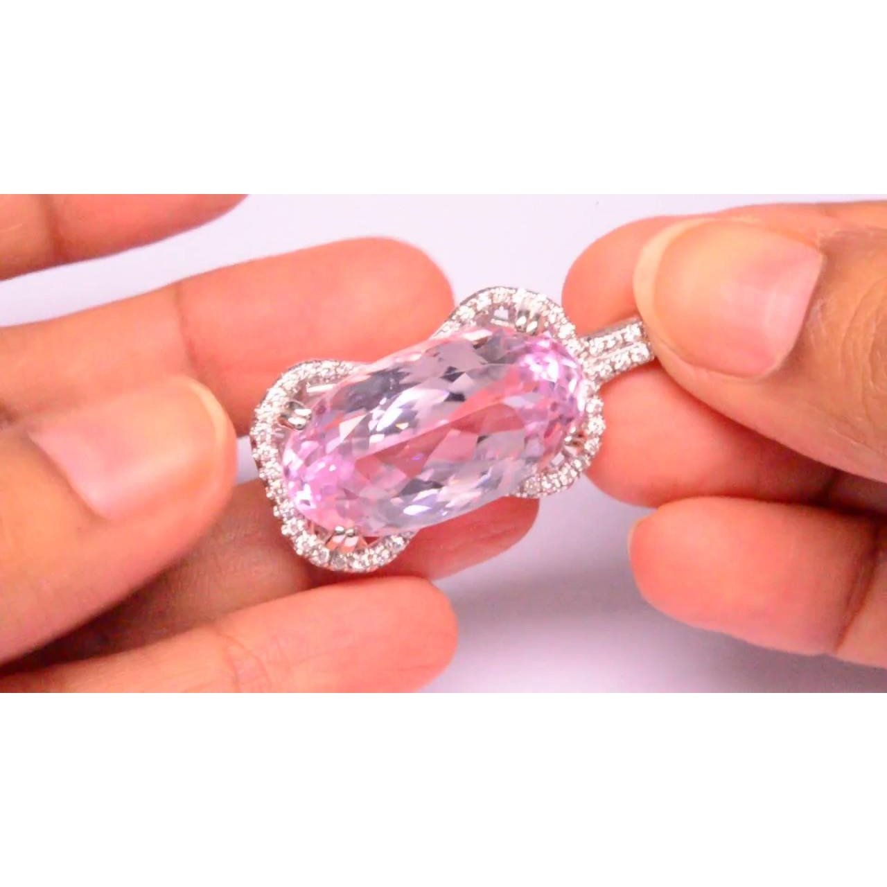 Damen 19 Karat Gold Rosa Kunzit Mit Diamant Halskette Anhänger - harrychadent.de