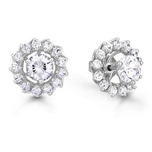Damen 1.26 ct Aus der Erde Abgebauter Natürlicher Diamanten im Rundschliff Halo Jacken Ohrstecker Weißgold
