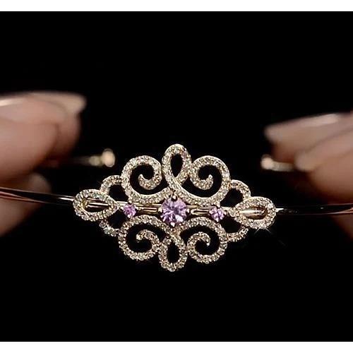 Damen Diamant Armreif Rosa Saphir 5 Karat Gelbgold 14K - harrychadent.de