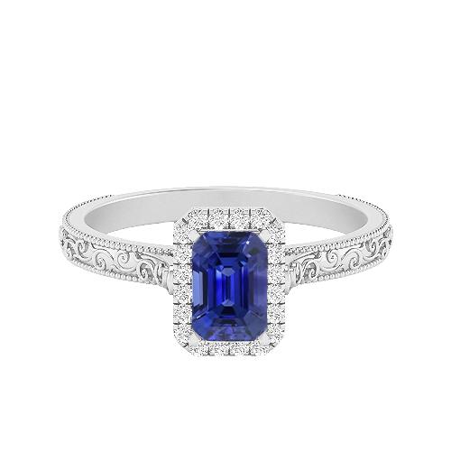 Damen Diamant Halo Ring 2 Karat Srilankan Saphir Gold Filigran - harrychadent.de