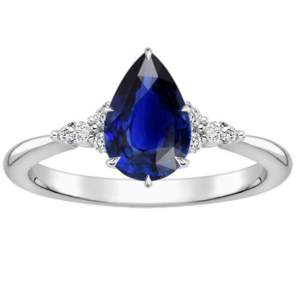 Damen Diamant Jubiläumsring Birnenschliff Blauer Saphir Zentrum 5 Karat - harrychadent.de