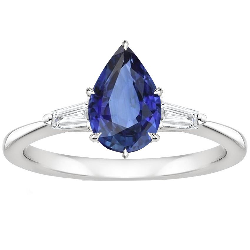 Damen Diamantring Birne Blauer Saphir & Baguettes 6,75 Karat Gold - harrychadent.de