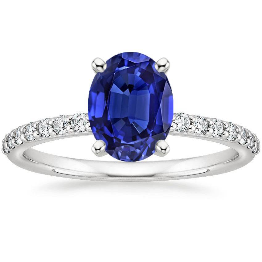 Damen Diamantring Oval Ceylon Saphir Akzente Gold 14K 5,50 Karat - harrychadent.de