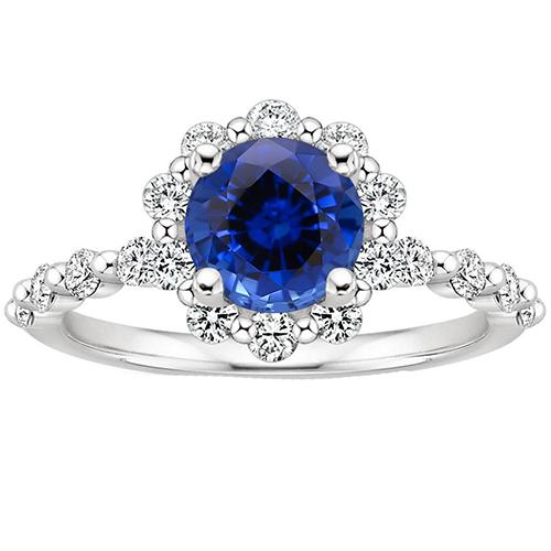 Damen Diamantschmuck Blumenstil Halo Ceylon Saphir 3 Karat Neu - harrychadent.de
