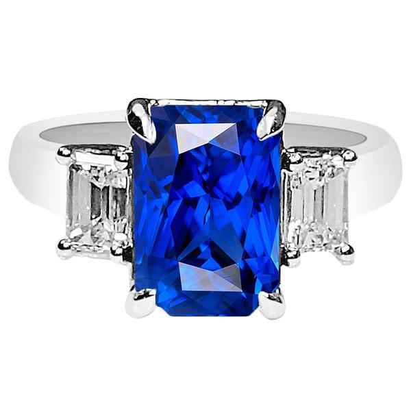Damen Gold Diamantring Smaragdschliff 5 Karat Natürlicher Saphir Schmuck - harrychadent.de