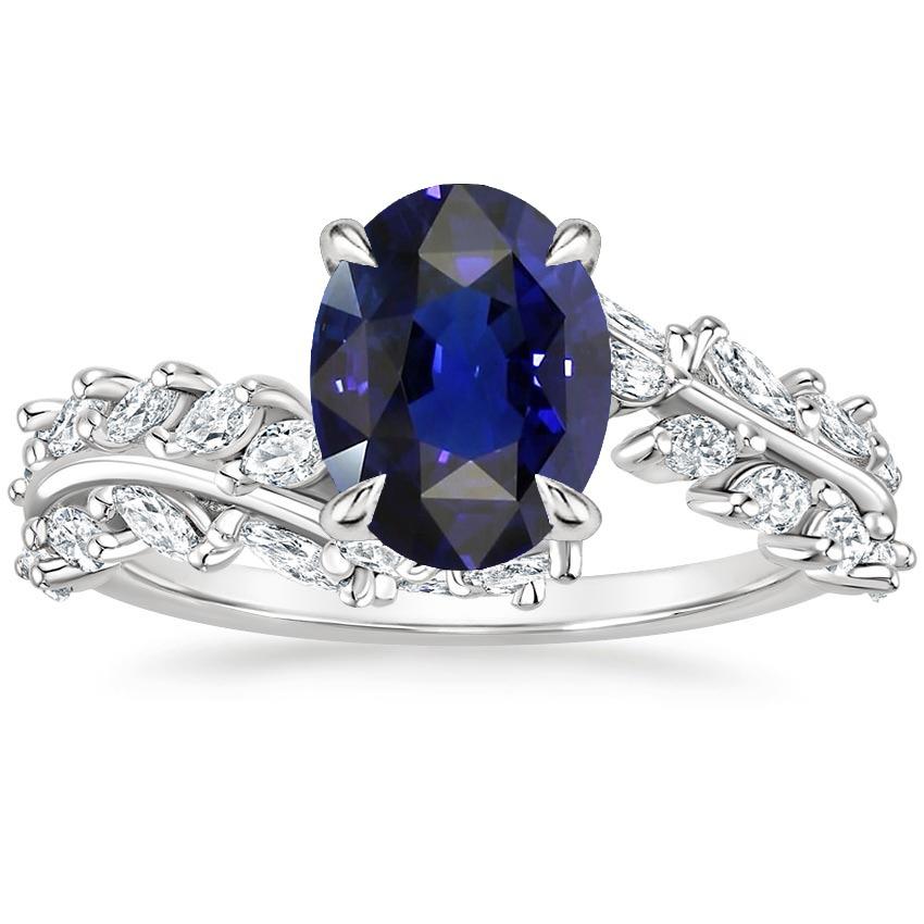 Damen Goldring Oval Ceylon Saphir mit Marquise Diamanten 4 Karat - harrychadent.de